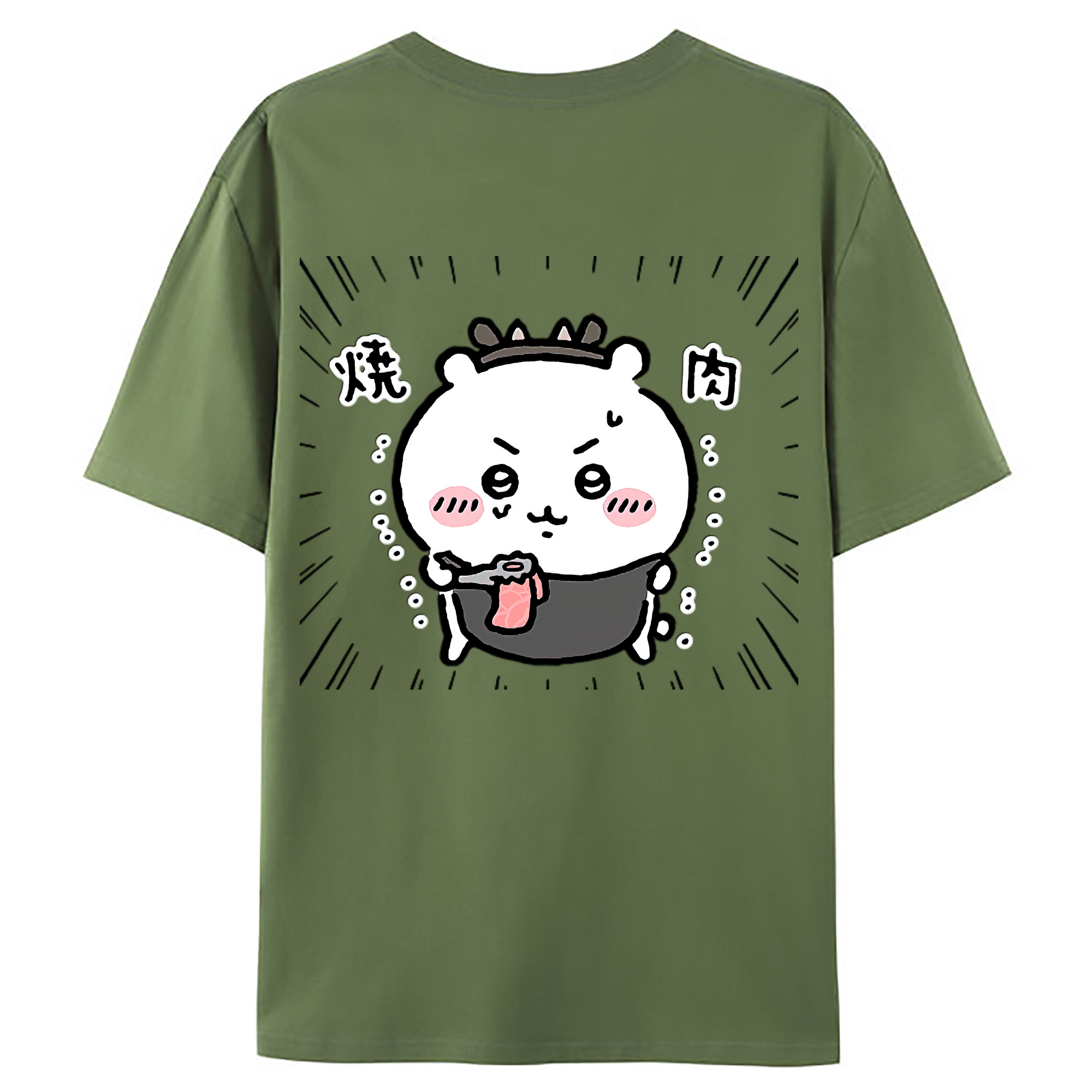 （画像用） ちいかわ ちいかわ Chii-kawa chiikawa 綿100％ メンズ半袖Tシャツ（バックプリント） 通気性